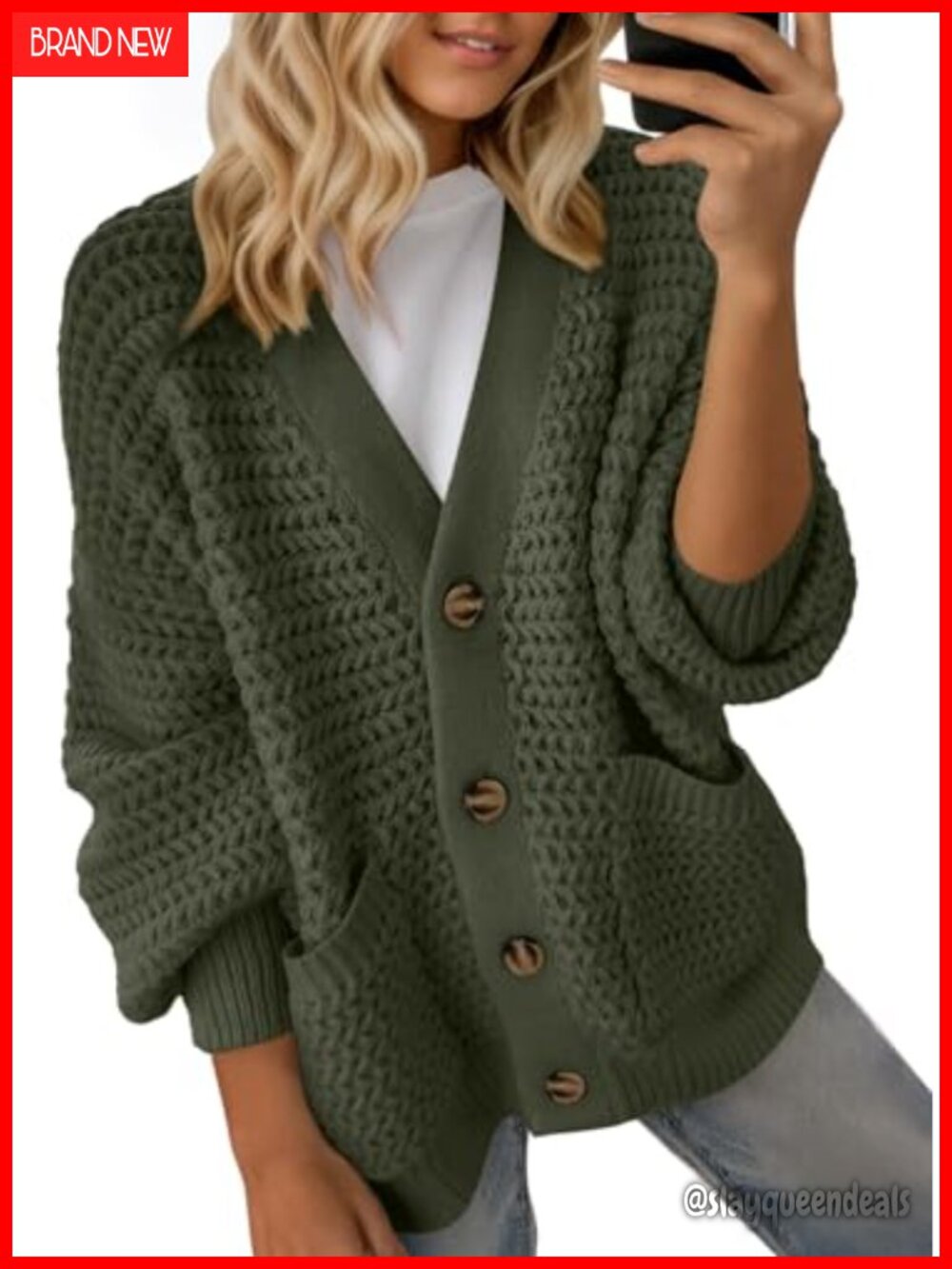 Women's Open Front Chunky Knit Cardigan Long Sleeve Sweater
